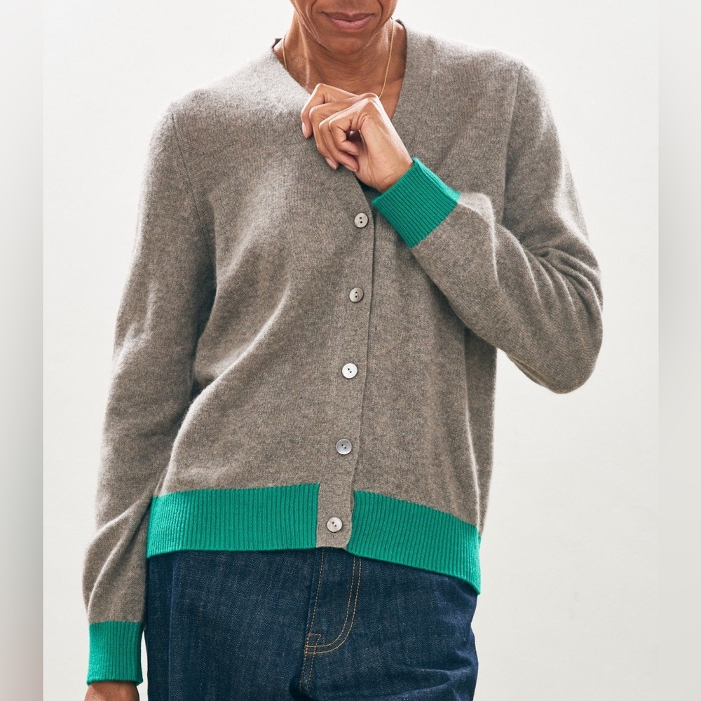 Jumper 1234 tan and green cashmere sweater